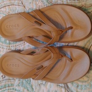 Crocs sandals, size 7, beige